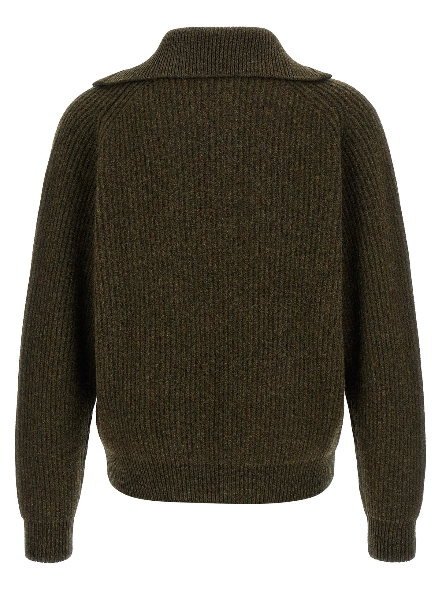 Cardigan by Jil Sander for men in wool bicolour & green presents a textural silhouette, artfully finished with a textural turtle neckline and for a sophisticated, textural look.