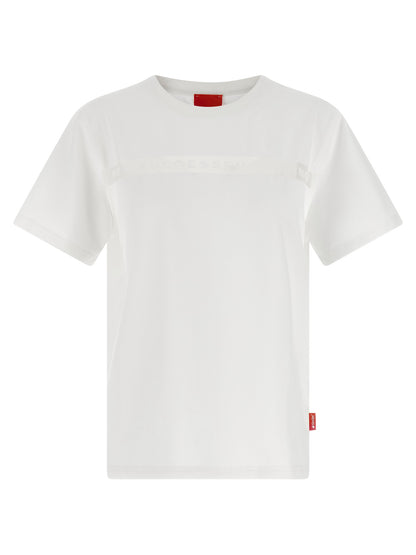 Activewear T-Shirt by Diesel for women in stretch polyester cotton transparent & white features a versatile silhouette, showcasing a versatile crew neckline and short-sleeve detailed with high-performance for a premium look.