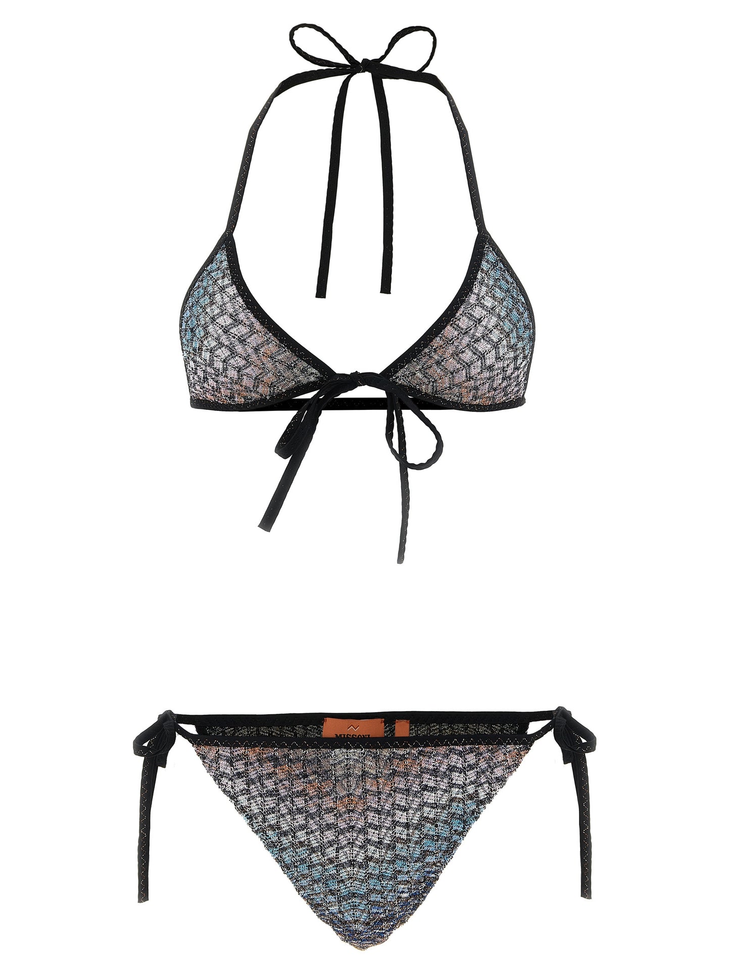 This Bikini by Missoni for women in metallized fiber polyamide & sequins multicolor features a beach chic silhouette from the Women's Metallized Fiber Polyamide & Sequins Bikini collection, showcasing a beach chic cut for a refined poolside look.