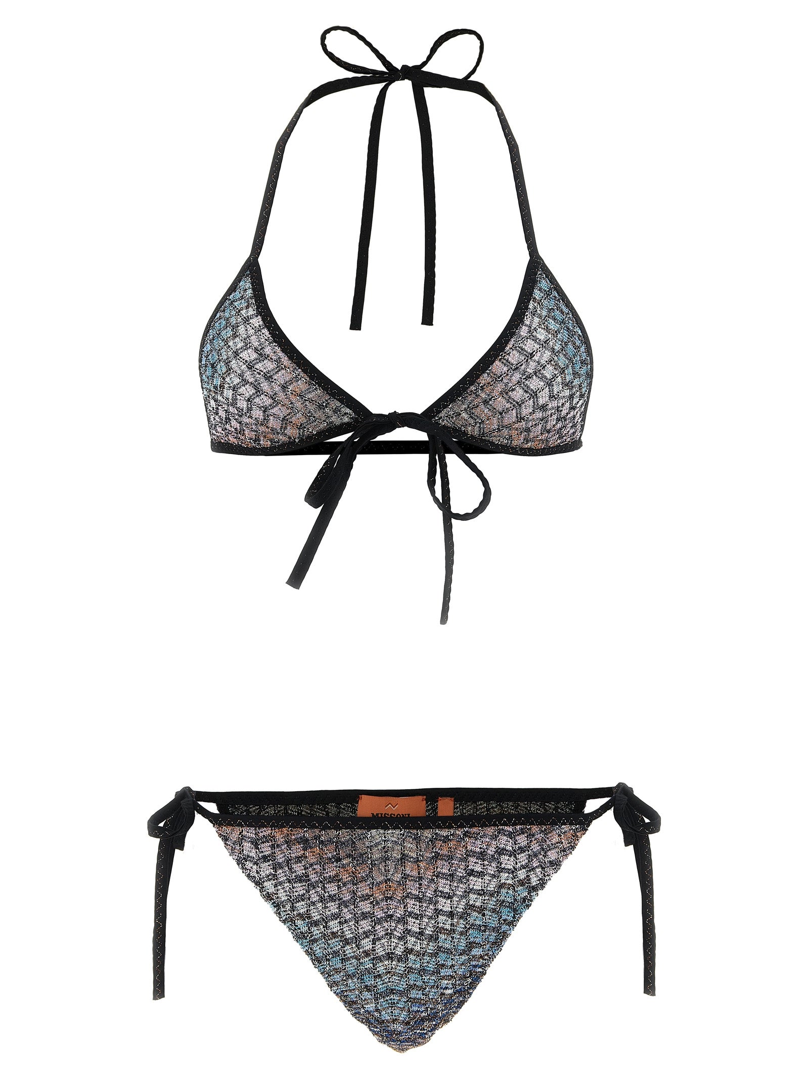 This Bikini by Missoni for women in metallized fiber polyamide & sequins multicolor features a beach chic silhouette from the Women's Metallized Fiber Polyamide & Sequins Bikini collection, showcasing a beach chic cut for a refined poolside look.