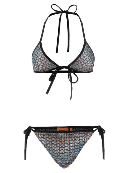 This Bikini by Missoni for women in metallized fiber polyamide & sequins multicolor features a beach chic silhouette from the Women's Metallized Fiber Polyamide & Sequins Bikini collection, showcasing a beach chic cut for a refined poolside look.