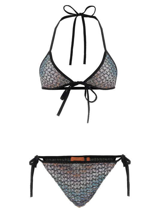 This Bikini by Missoni for women in metallized fiber polyamide & sequins multicolor features a beach chic silhouette from the Women's Metallized Fiber Polyamide & Sequins Bikini collection, showcasing a beach chic cut for a refined poolside look.