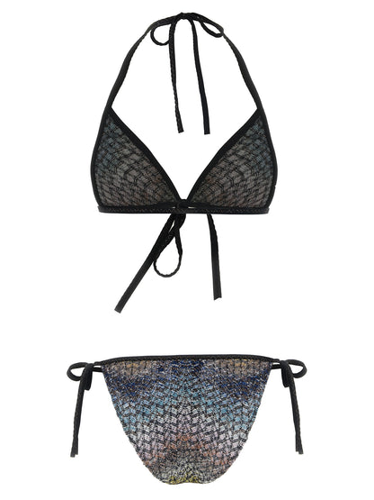 Bikini by Missoni for women in metallized fiber polyamide & sequins multicolor presents a provocative silhouette, artfully capturing the essence of the provocative Women's Metallized Fiber Polyamide & Sequins Bikini design for a sophisticated look.