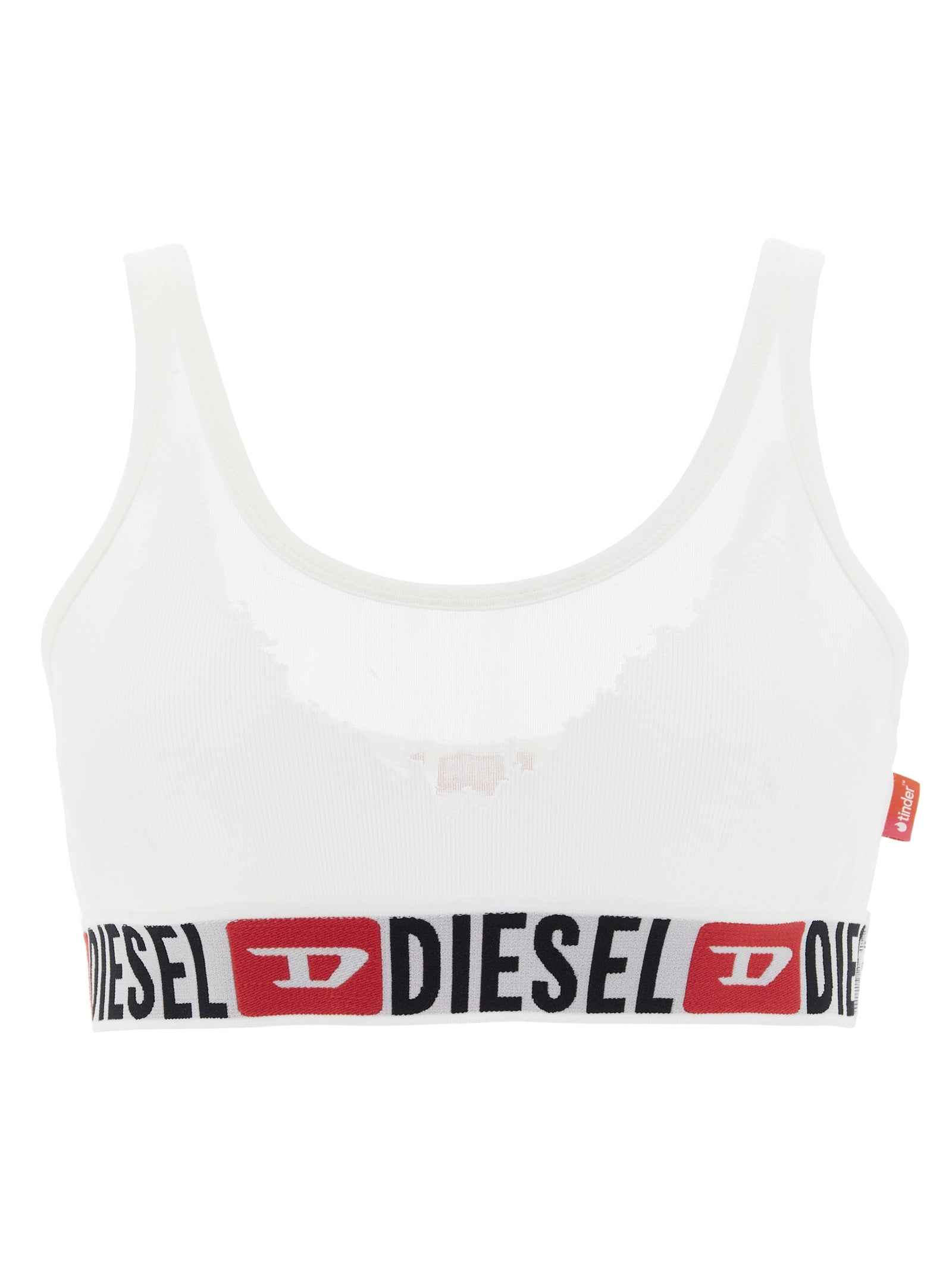 Bra by Diesel for women in stretch polyester cotton transparent, white & jacquard presents a bespeak silhouette, showcasing the bespeak Women's Stretch Polyester Cotton Bra design with a premium bespeak finish.