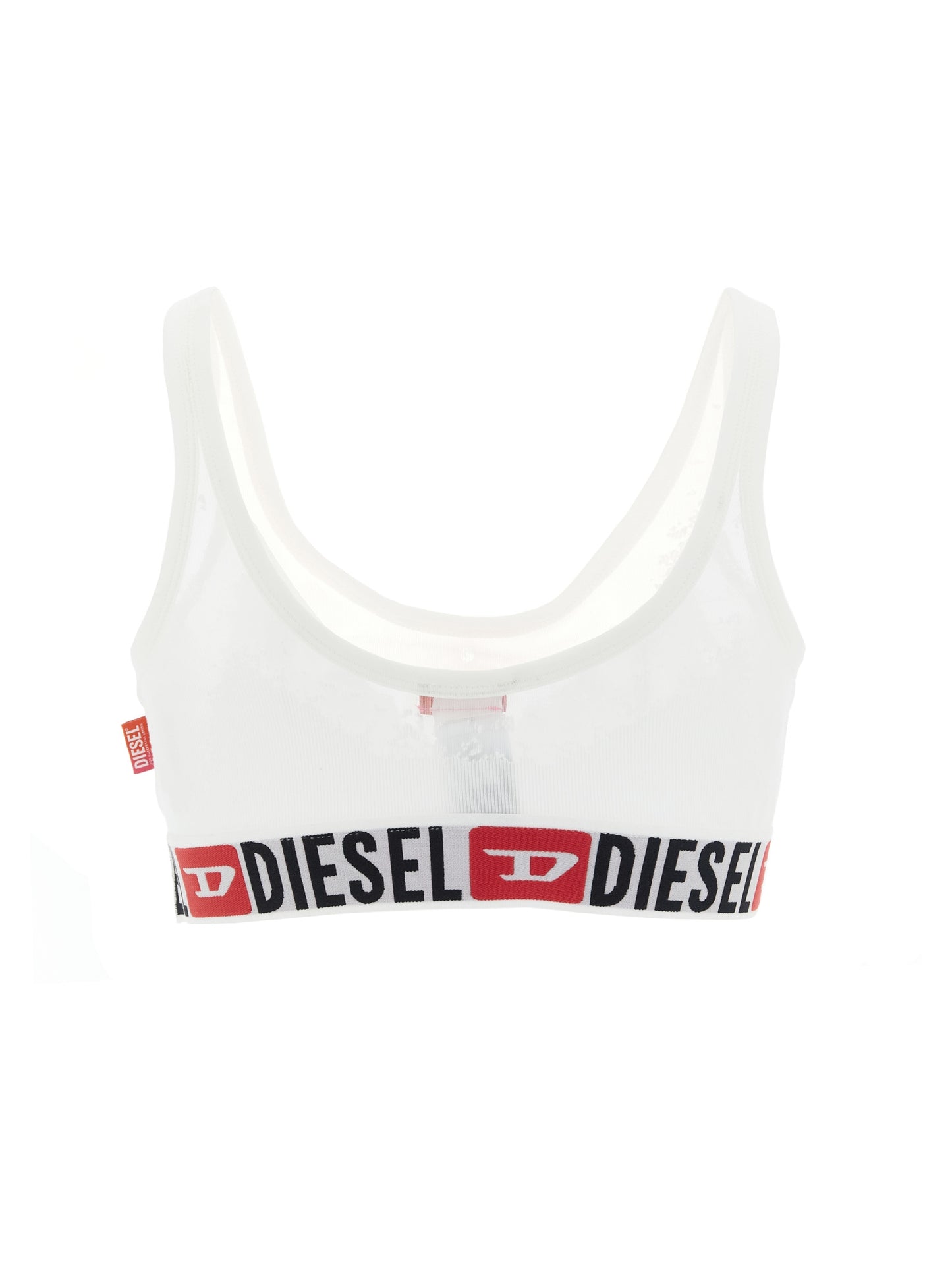 Bra by Diesel for women in stretch polyester cotton transparent, white & jacquard features a flawless silhouette, showcasing the flawless design and intricate detailing characteristic of the Women's Stretch Polyester Cotton Bra.