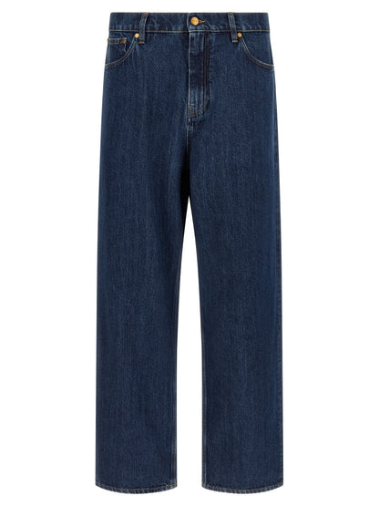 Jeans by Jil Sander for men in denim cotton blue & signature features a refined silhouette with a refined straight-leg & wide, defined by a mid rise and a refined long for a refined finish.
