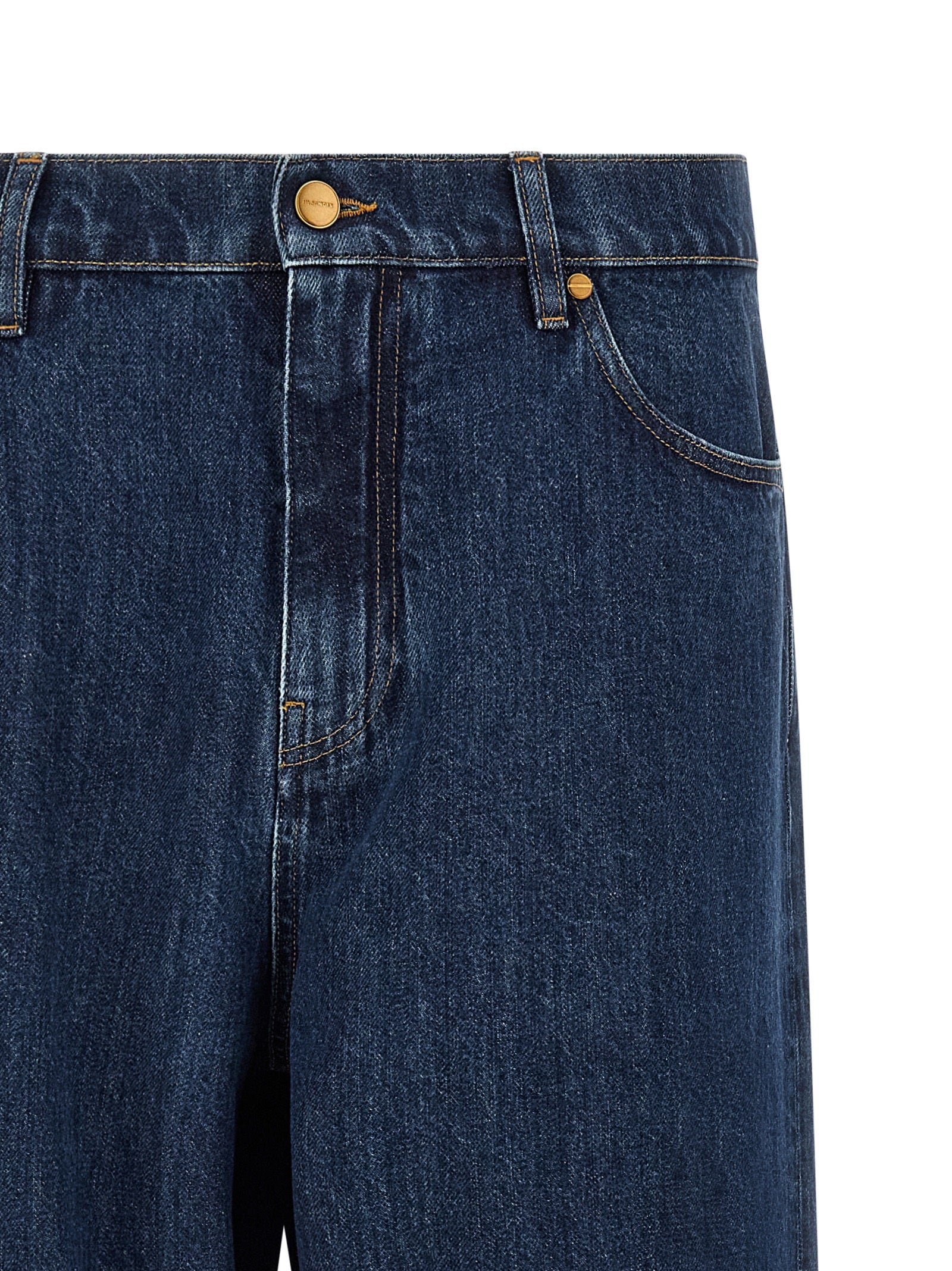 Jeans by Jil Sander for men in denim cotton blue & signature features an refined tailoring silhouette, showcasing a premium straight-leg & wide with a mid rise and long cut for a refined tailoring look.