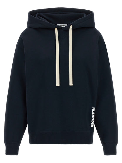 Sweatshirt Hoodie by Jil Sander for women in cotton blue features a edgy silhouette, detailed with a edgy hooded neckline and long-sleeve for a refined finish.