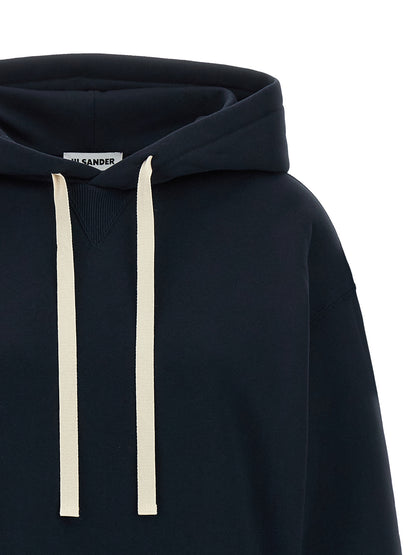 Sweatshirt Hoodie by Jil Sander for women in cotton blue features an luminous silhouette, showcasing a sophisticated hooded neckline and for a truly luminous look.