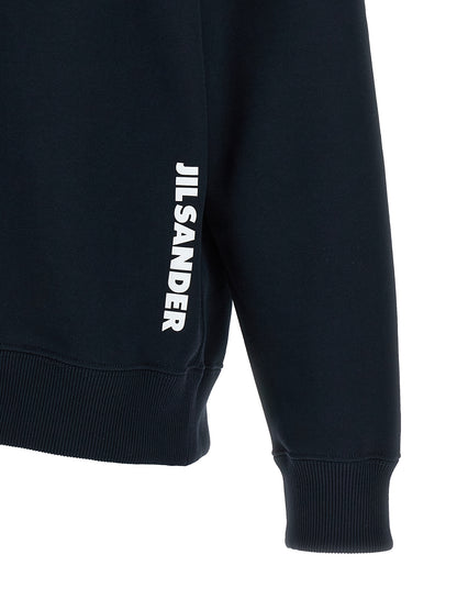 Sweatshirt Hoodie by Jil Sander for women in cotton blue showcases a city-ready silhouette, artfully detailed with a signature and for a city-ready finish.