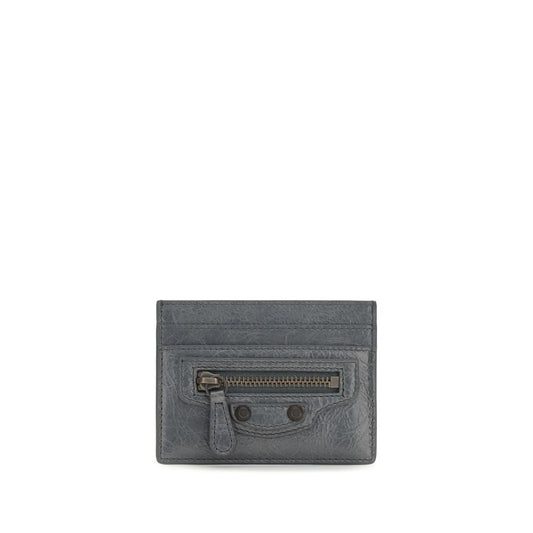 Cardholder Wallet by Balenciaga for women in bos taurus suede calf leather gray & signature presents a streamlined silhouette, showcasing the sophisticated design of the Le City Bos Taurus Suede Calf Leather Cardholder Wallet collection with functional card-organization compact-design.