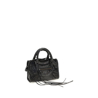 Compact Handbag by Balenciaga for women in lambskin leather black & signature features a contemporary silhouette, showcasing a secure zipper, ample , and contemporary shoulder-strap, adjustable-strap & handle for a sophisticated look.