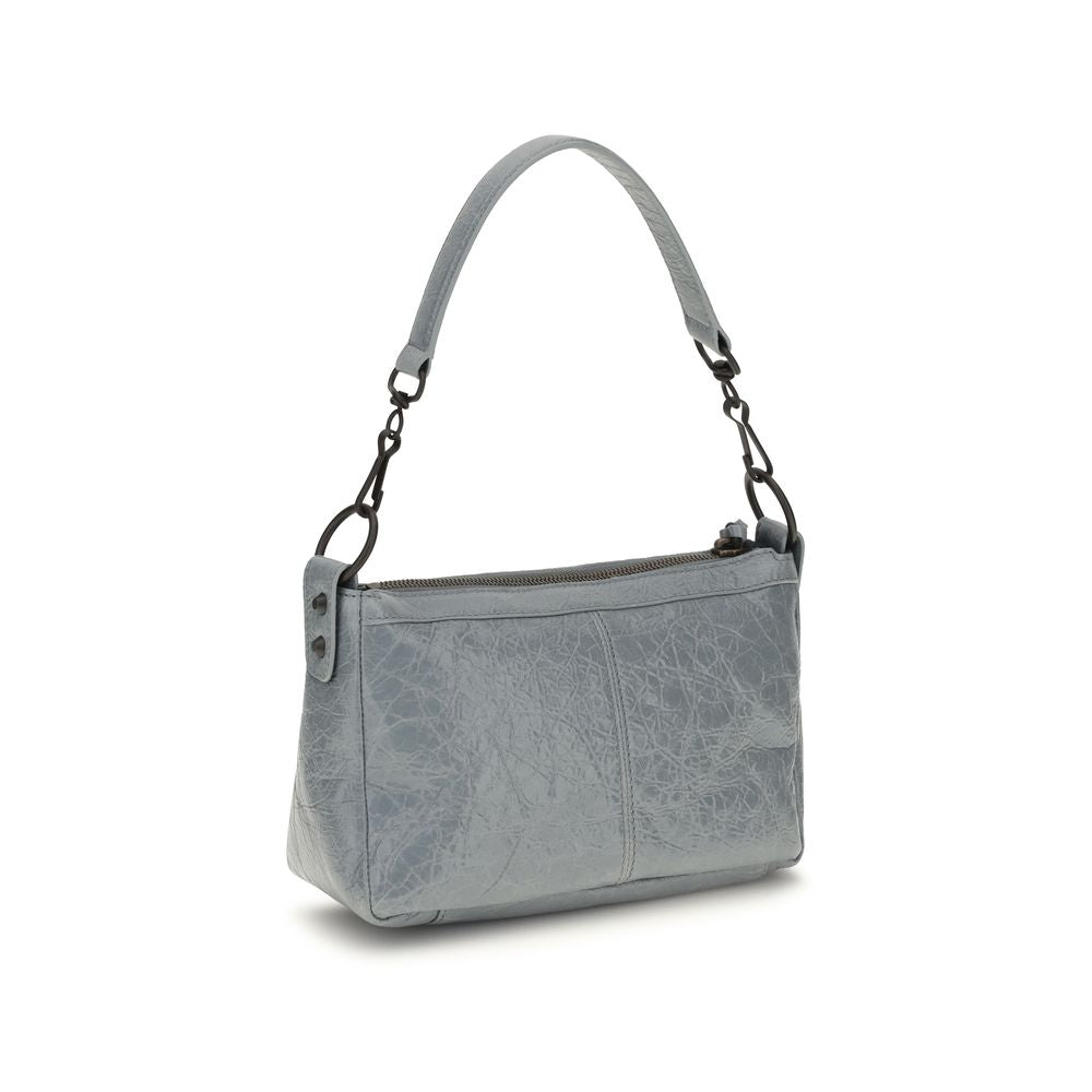 Mini Crossbody Handbag by Balenciaga for women in zamak cotton canvas calf & lambskin leather black, gray & signature presents a ornamental silhouette, showcasing a secure zipper, ample , and versatile crossbody-strap, shoulder-strap, handle & adjustable-strap for a ornamental finish.