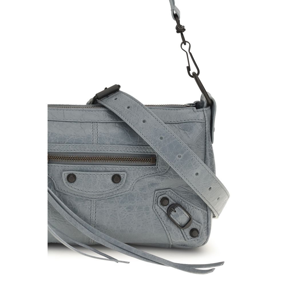 Mini Crossbody Handbag by Balenciaga for women in zamak cotton canvas calf & lambskin leather black, gray & signature features a contemporary silhouette, showcasing a secure zipper, ample , and contemporary crossbody-strap, shoulder-strap, handle & adjustable-strap for a sophisticated look.
