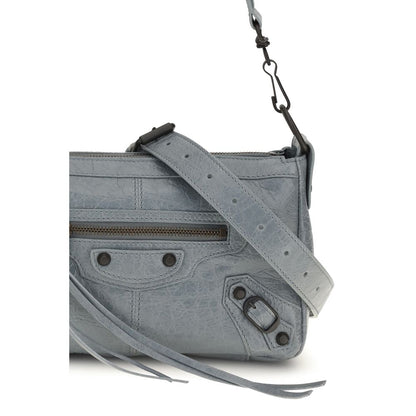 Mini Crossbody Handbag by Balenciaga for women in zamak cotton canvas calf & lambskin leather black, gray & signature features a contemporary silhouette, showcasing a secure zipper, ample , and contemporary crossbody-strap, shoulder-strap, handle & adjustable-strap for a sophisticated look.