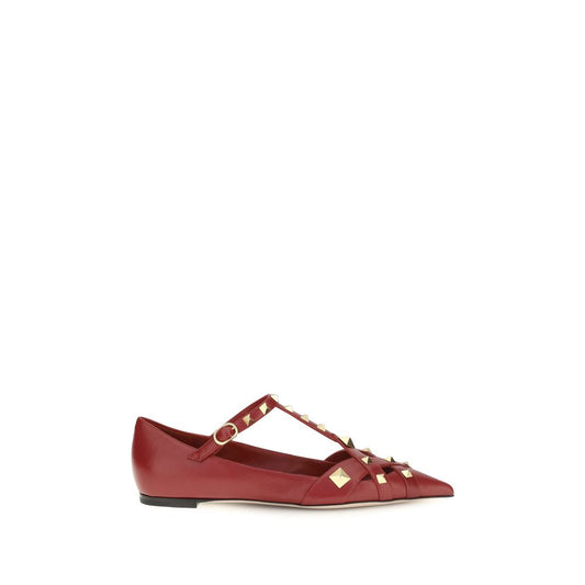 Ballet Flat Shoes by Valentino Garavani for women in goatskin leather multicolor features an captivating silhouette, showcasing the captivating style of the Women's Goatskin Leather Ballet Flat Shoes with its distinct and refined almond toe style.