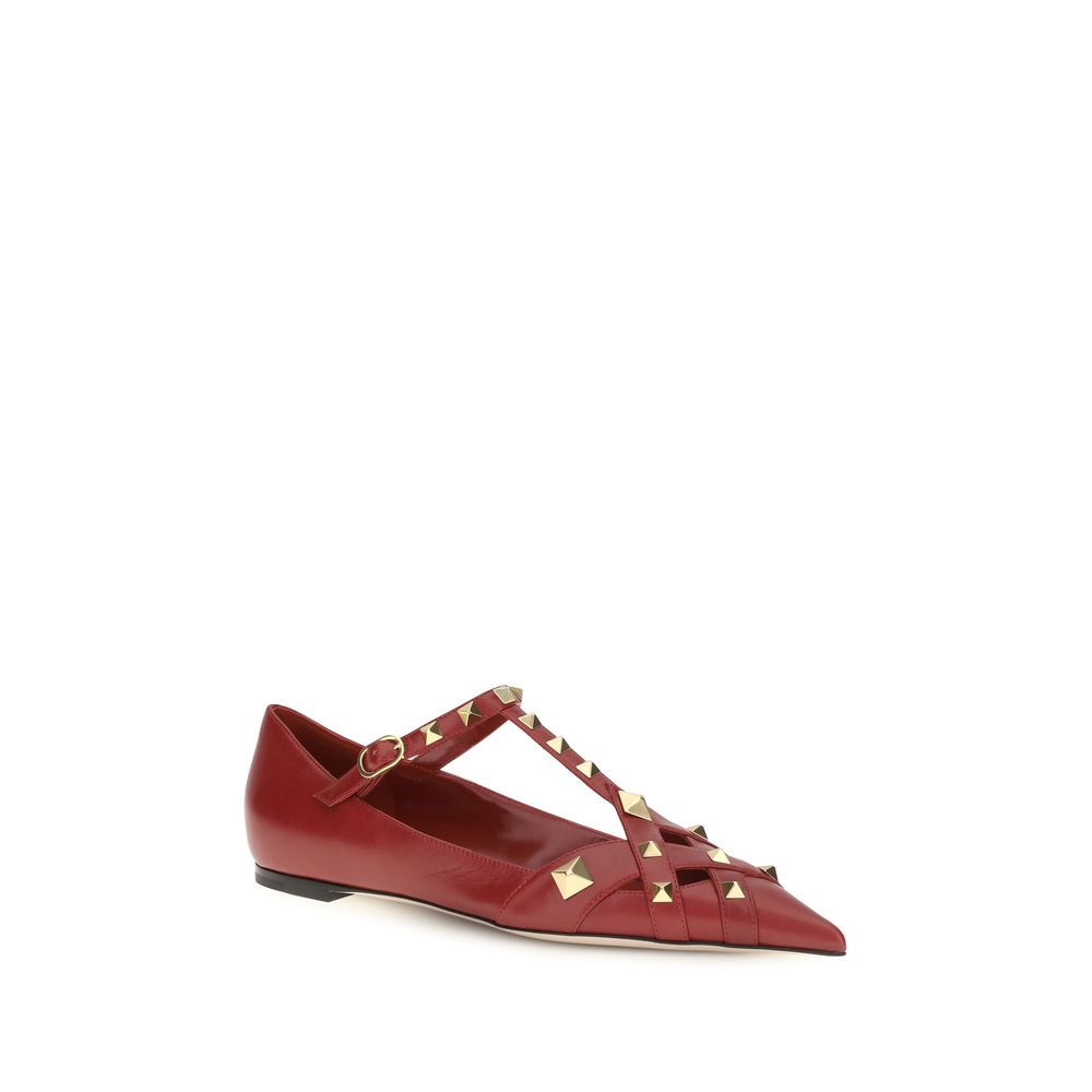 Ballet Flat Shoes by Valentino Garavani for women in goatskin leather multicolor showcases a resplendent Women's Goatskin Leather Ballet Flat Shoes aesthetic with a and almond toe style.