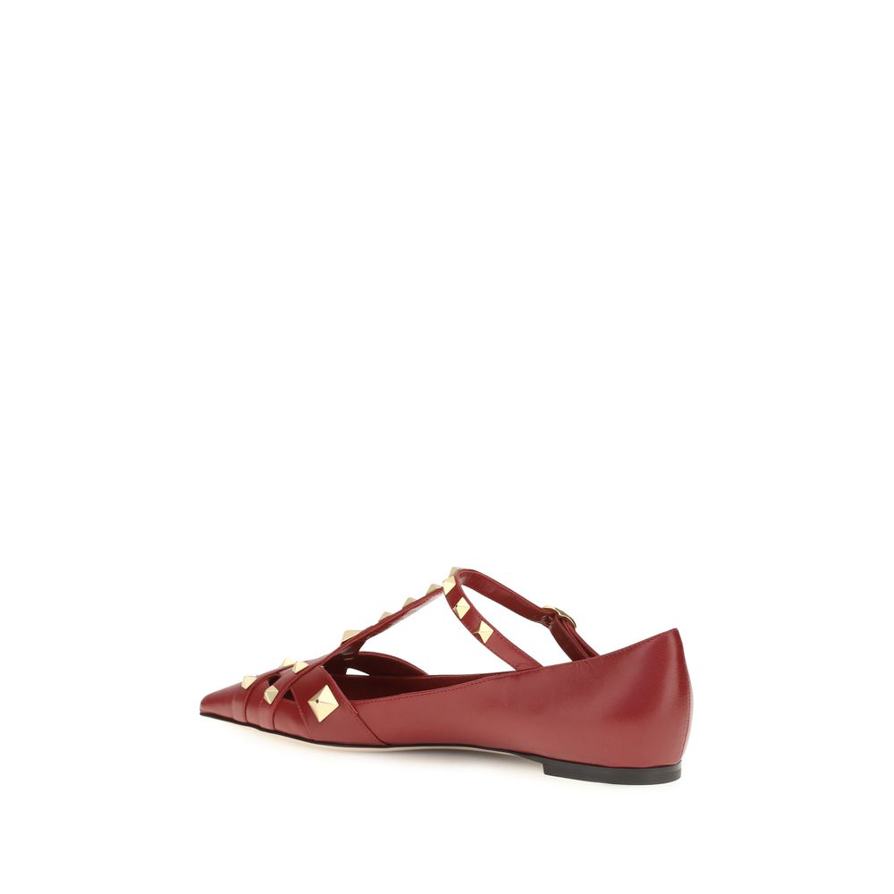 Ballet Flat Shoes by Valentino Garavani for women in goatskin leather multicolor presents a impeccable silhouette as Women's Goatskin Leather Ballet Flat Shoes, artfully designed with a and a impeccable almond toe style for a refined, upscale finish.