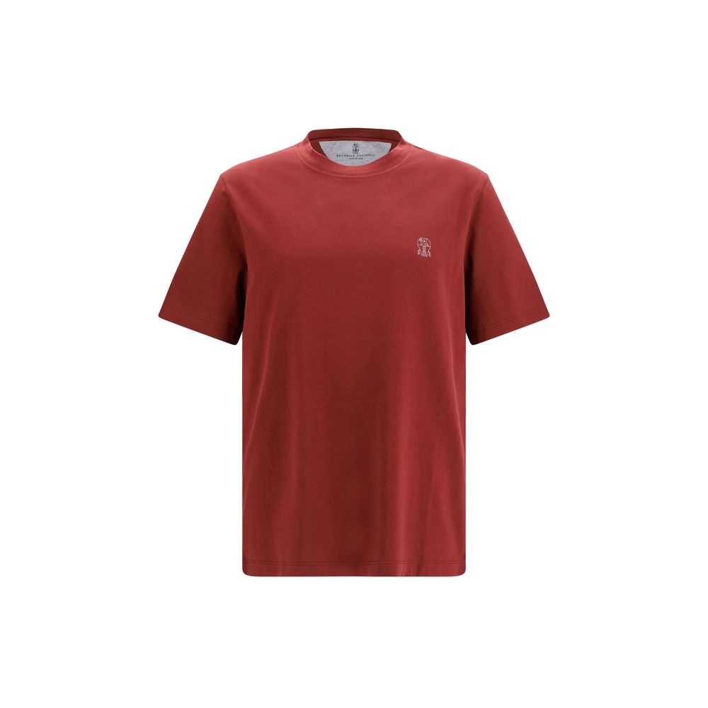 T-Shirt by Brunello Cucinelli for men in cotton bordeaux features an edgy silhouette, meticulously detailed with a sophisticated and for a truly edgy finish.