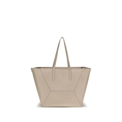 Shoulder Tote Bag by Brunello Cucinelli for women in bos taurus calf leather beige & print presents a versatile silhouette, showcasing a secure zipper and versatile with versatile shoulder-strap & handle for a sophisticated look.