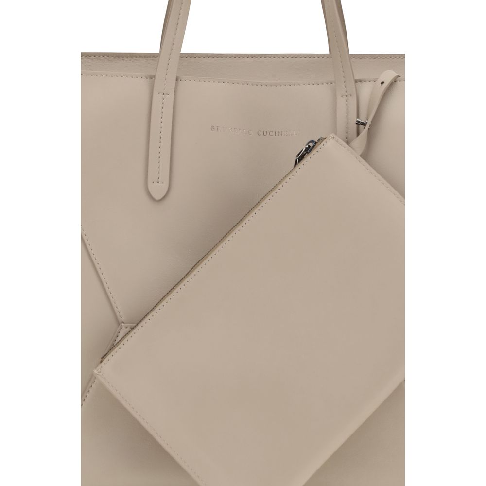 Shoulder Tote Bag by Brunello Cucinelli for women in bos taurus calf leather beige & print features a enviable silhouette, showcasing a secure zipper, ample , and enviable shoulder-strap & handle for a enviable finish.