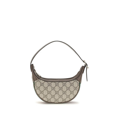Small Shoulder Handbag by Gucci for women in leather beige, gold, signature, monogram & striped features a signature silhouette, showcasing a secure zipper and signature cardholder with versatile shoulder-strap & handle for a sophisticated look.