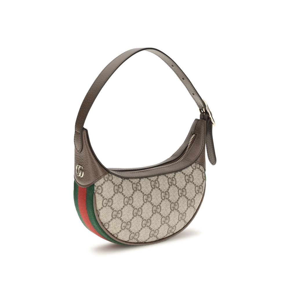 Small Shoulder Handbag by Gucci for women in leather beige, gold, signature, monogram & striped features a contemporary silhouette, showcasing a secure zipper, ample cardholder, and contemporary shoulder-strap & handle for a sophisticated look.