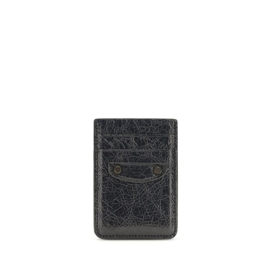 Cardholder Wallet by Balenciaga for men in lambskin leather black showcases a distinguished silhouette, artfully capturing the essence of the distinguished Le City Lambskin Leather Cardholder Wallet design with functional card-organization compact-design.