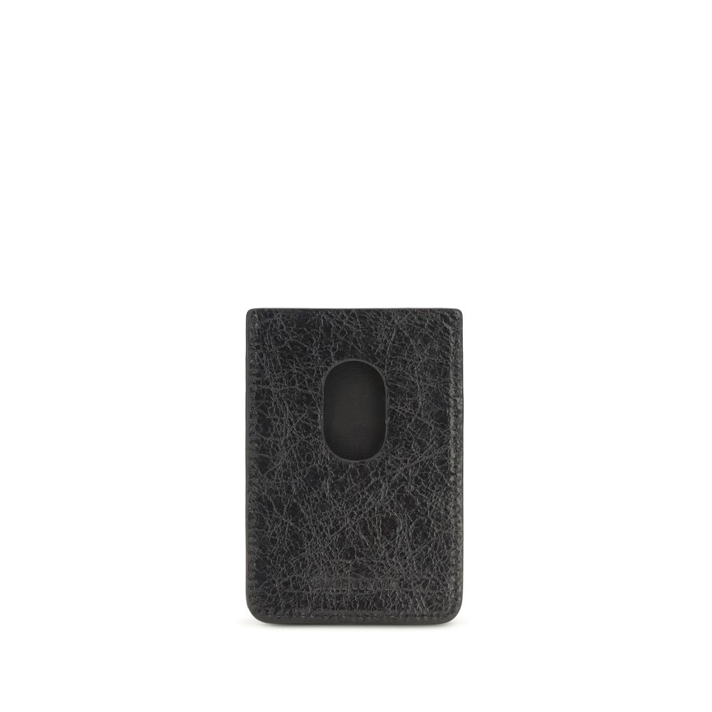 Cardholder Wallet by Balenciaga for men in lambskin leather black features a sleek silhouette, showcasing the sleek Le City Lambskin Leather Cardholder Wallet design with sophisticated card-organization compact-design for a premium look.