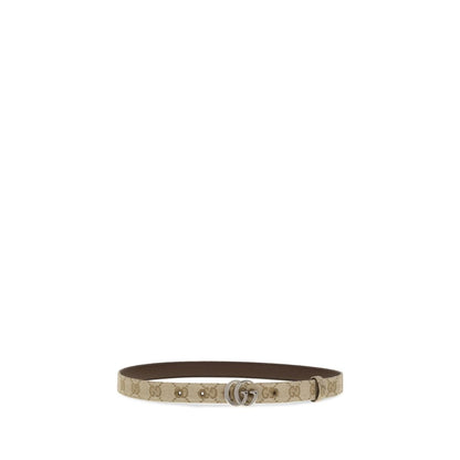 Belt by Gucci for women in fabric beige & silver features a bohemian chic silhouette, showcasing the bohemian chic Gg Marmont Fabric Belt design with a sophisticated bohemian chic finish.