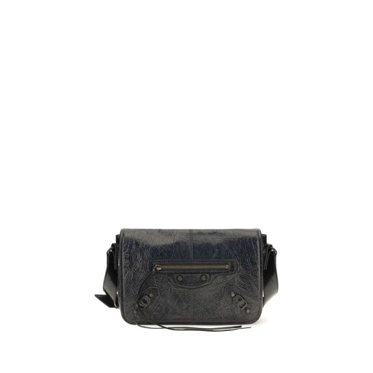 Small 2-in-1 Shoulder & Crossbody Flap Bag by Balenciaga for men in lambskin leather black presents a versatile silhouette, showcasing a secure flap, zipper & magnetic and versatile with versatile crossbody-strap, shoulder-strap & adjustable-strap for a sophisticated look.