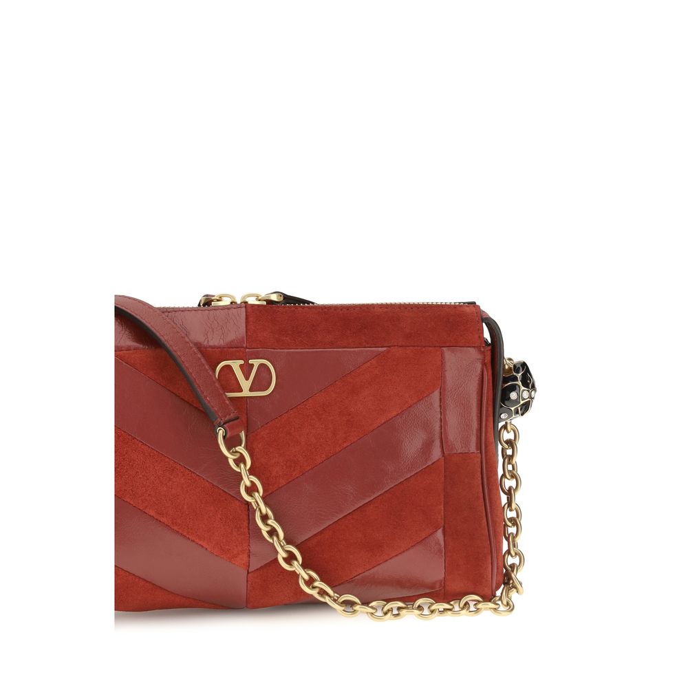 Shoulder Bag by Valentino Garavani for women in bio-acetate enamel & bos taurus calf leather gold, multicolor, patterned, chevron & signature showcases a enviable silhouette, artfully detailed with a secure zipper, organized single-compartment, and versatile shoulder-strap & adjustable-strap for a enviable look.