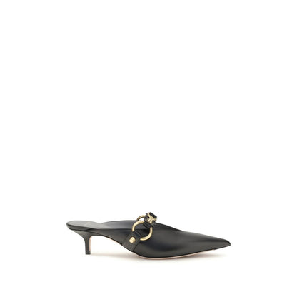 Mules Flat Shoes by Balenciaga for women in bos taurus calf leather black & gold presents a effortless chic silhouette, showcasing the City Women's Bos Taurus Calf Leather Mules Flat Shoes design with a effortless chic and pointed toe style for a sophisticated look.