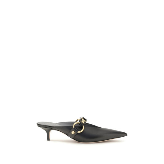 Mules Flat Shoes by Balenciaga for women in bos taurus calf leather black & gold presents a effortless chic silhouette, showcasing the City Women's Bos Taurus Calf Leather Mules Flat Shoes design with a effortless chic and pointed toe style for a sophisticated look.