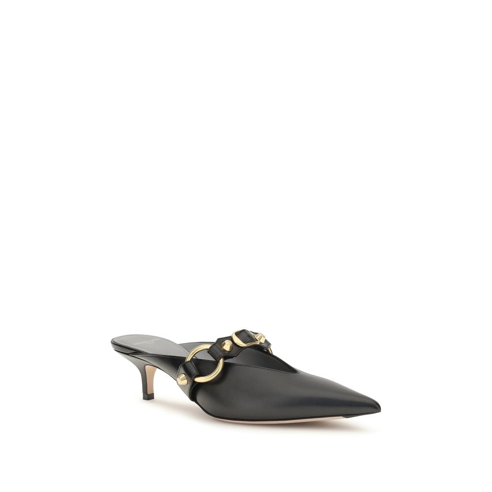Mules Flat Shoes by Balenciaga for women in bos taurus calf leather black & gold showcases a dynamic silhouette, artfully capturing City Women's Bos Taurus Calf Leather Mules Flat Shoes through its distinctive and elegant pointed toe style.
