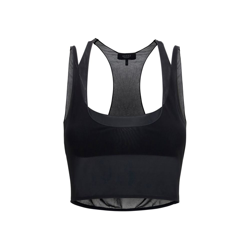 Bra by Gucci for women in viscose black features a discreet silhouette, showcasing the discreet design and fit of this Women's Viscose Bra.