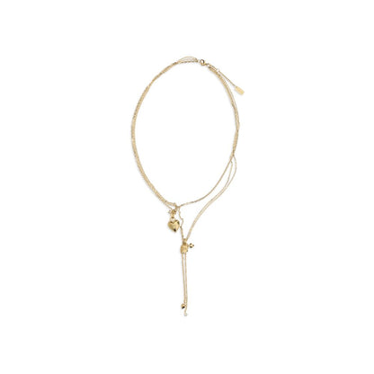 Necklace by Chloé for women in silk gold features an resplendent silhouette, showcasing a sophisticated chain pendant necklace design from the Heart Paddington Women's Gold Brass & Glass Necklace collection for a resplendent finish.
