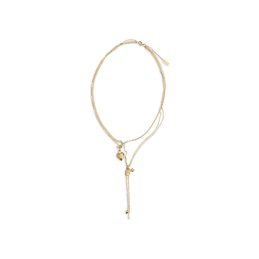 Necklace by Chloé for women in silk gold features an resplendent silhouette, showcasing a sophisticated chain pendant necklace design from the Heart Paddington Women's Gold Brass & Glass Necklace collection for a resplendent finish.