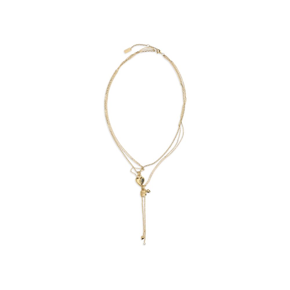 Necklace by Chloé for women in silk gold features an lustrous silhouette, showcasing the lustrous [Neckline design] and Heart Paddington Women's Gold Brass & Glass Necklace for a sophisticated, premium look.