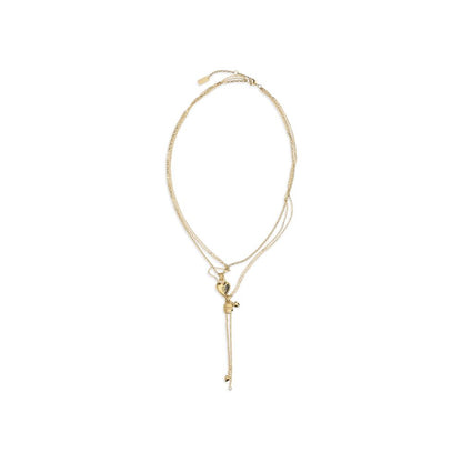 Necklace by Chloé for women in silk gold features an lustrous silhouette, showcasing the lustrous [Neckline design] and Heart Paddington Women's Gold Brass & Glass Necklace for a sophisticated, premium look.