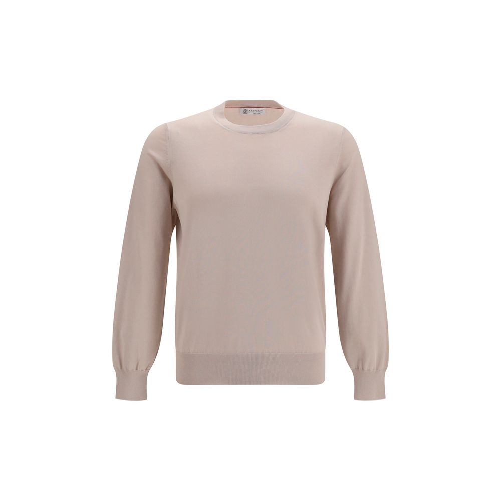 Sweatshirt by Brunello Cucinelli for men in cotton beige & natural presents a smart casual silhouette, featuring a smart casual round neckline and for a sophisticated look.