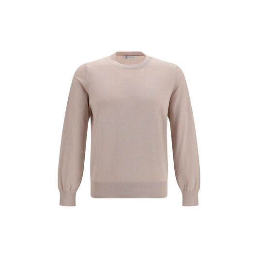 Sweatshirt by Brunello Cucinelli for men in cotton beige & natural presents a smart casual silhouette, featuring a smart casual round neckline and for a sophisticated look.