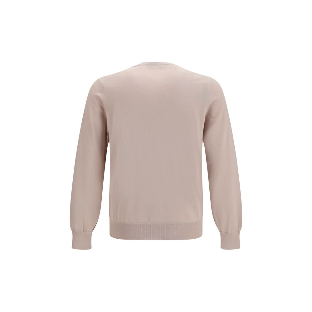 Sweatshirt by Brunello Cucinelli for men in cotton beige & natural features an provocated silhouette, detailed with a provocated and a refined round neckline for a sophisticated aesthetic.