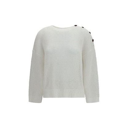 Sweatshirt by Brunello Cucinelli for women in polyester cotton & sequins white & patterned features an exquisite silhouette, showcasing and crew neckline details for a exquisite look.