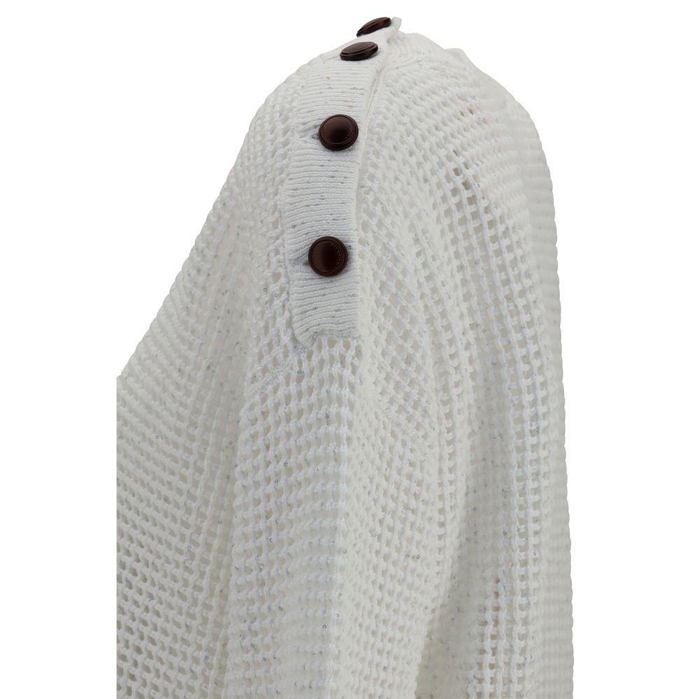 Sweatshirt by Brunello Cucinelli for women in polyester cotton & sequins white & patterned features an enviable silhouette, showcasing a premium and refined for a truly enviable finish.