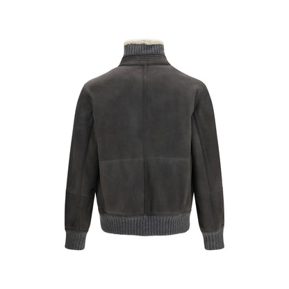 Overcoat by Brunello Cucinelli for men in merino wool gray & signature presents a luxurious silhouette, showcasing a luxurious high-collar high-neck neckline and sophisticated for a premium, luxurious look.