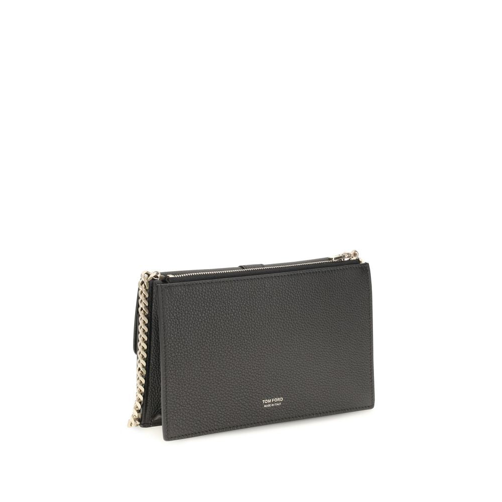 Shoulder Flap Bag by Tom Ford for women in bos taurus calf grained leather black, gold & signature features a effortless sophistication silhouette, secured by a flap & zipper with ample and versatile shoulder-strap for a effortless sophistication finish.