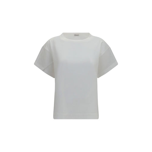T-Shirt by Brunello Cucinelli for women in cotton transparent & white features an on trend silhouette, perfectly showcasing a on trend and crew neckline for an elevated aesthetic.