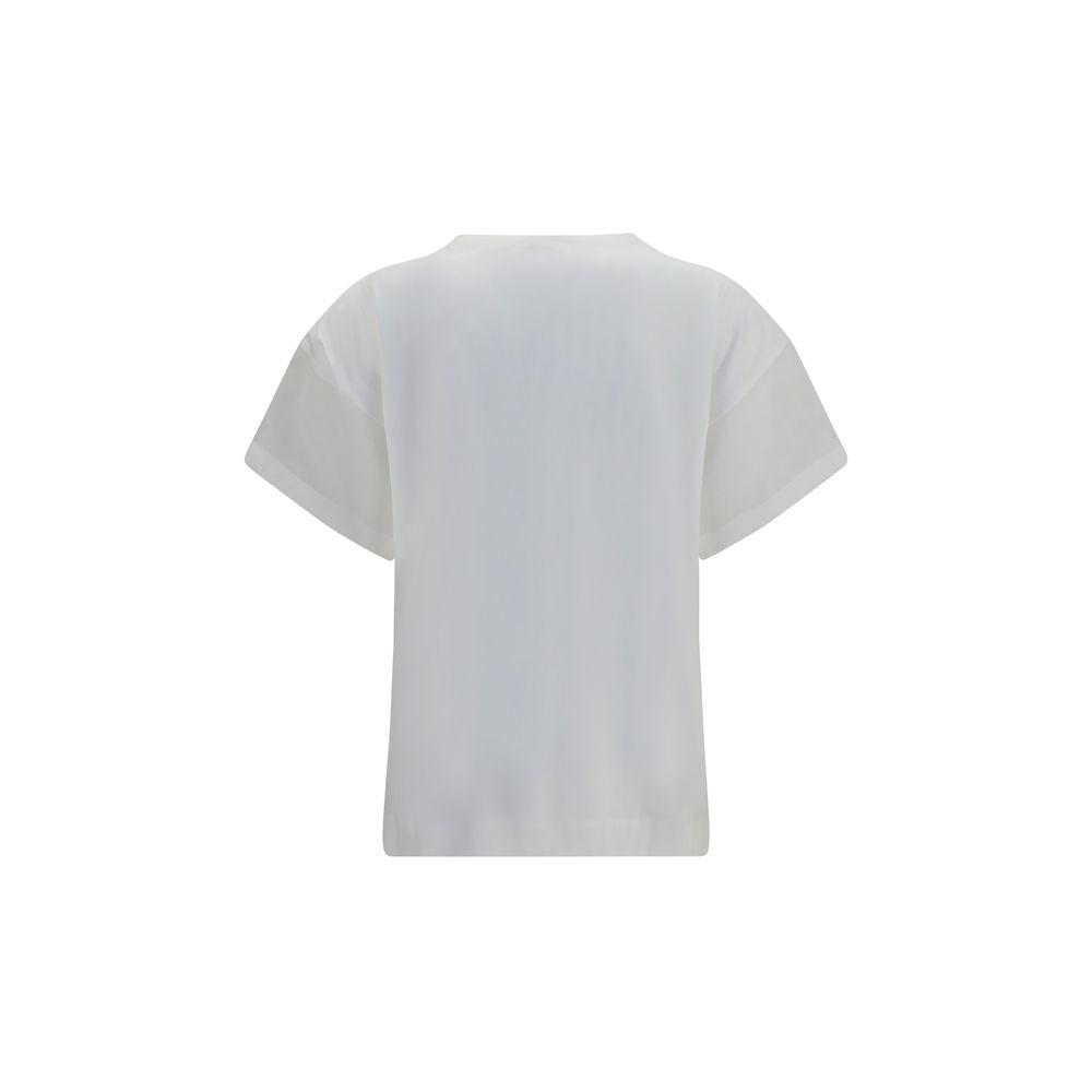 T-Shirt by Brunello Cucinelli for women in cotton transparent & white features an edgy silhouette, meticulously detailed with a sophisticated and crew neckline for a truly edgy finish.