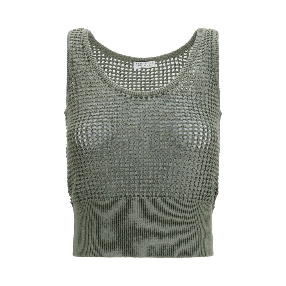 Tank Top by Brunello Cucinelli for women in polyester cotton & sequins bicolour & natural showcases a sublime silhouette, with sleeveless and round neckline details for a sublime finish.